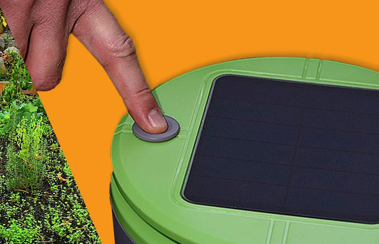 Tertill Garden Weeding Robot being powered on