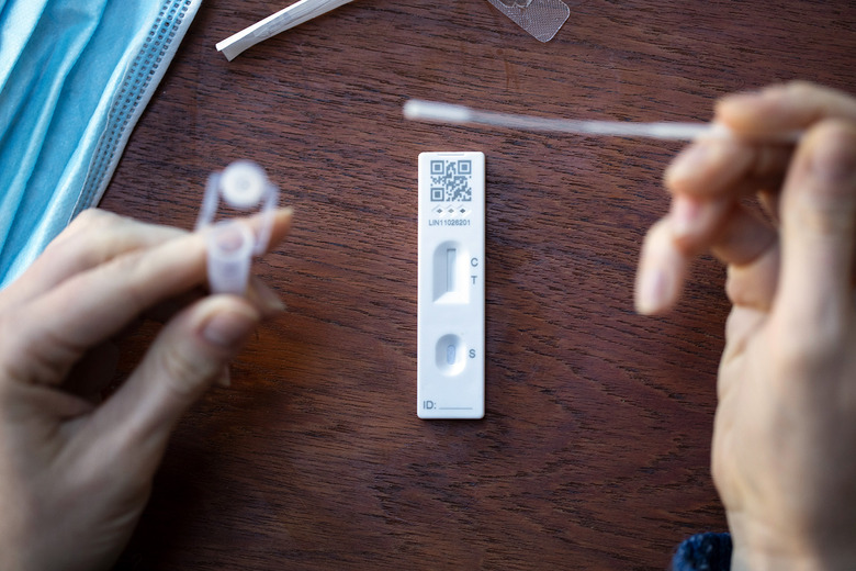 COVID-19 home test kit on a table