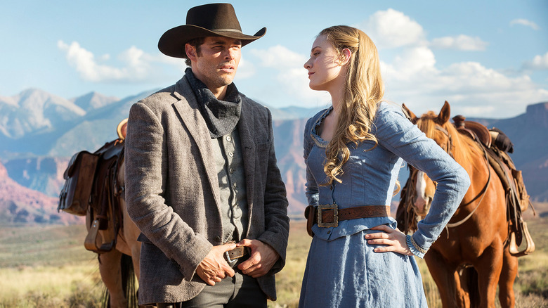 James Marsden and Evan Rachel Wood in Westworld.