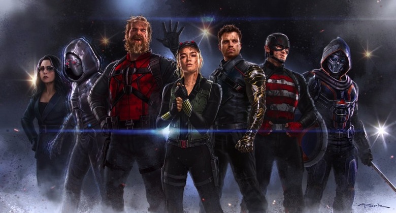 High quality render of the Thunderbolts concept art by Andy Park.