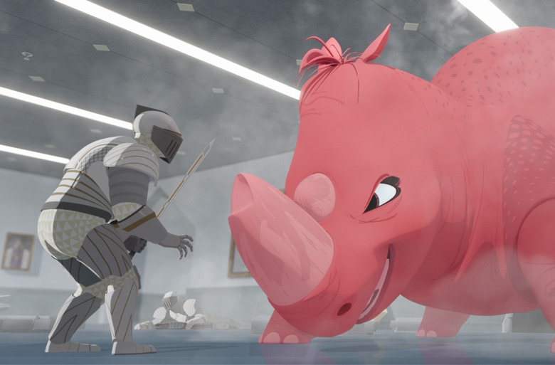 NIMONA - A Knight (Riz Ahmed) is framed for a crime he didn't commit and the only person who can help him prove his innocence is Nimona (Chloë Grace Moretz), a shape-shifting teen who might also be a monster he's sworn to kill. Set in a techno-medieval world unlike anything animation has tackled before, this is a story about the labels we assign to people and the shapeshifter who refuses to be defined by anyone.