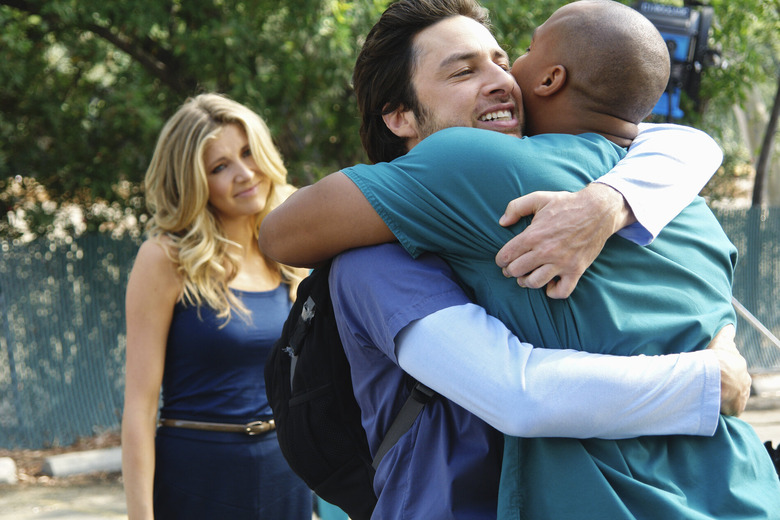 Sarah Chalke, Zach Braff, and Donald Faison in Scrubs