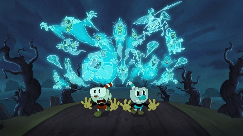 Tru Valentino as Cuphead and Frank Todaro as Mugman in The Cuphead Show!