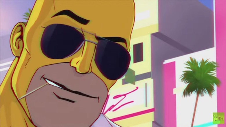 homer simpsons 80s miami vice couch gag
