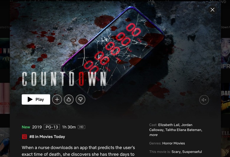 A screenshot of the Netflix landing page for the horror movie 