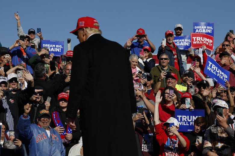 Donald Trump speaking at a rally