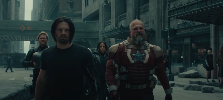 Bucky Barnes (Sebastian Stan), Red Guardian (David Harbour) and the other Thunderbolts.