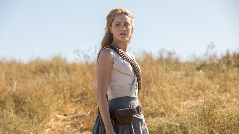 Evan Rachel Wood as Dolores Abernathy in Westworld.