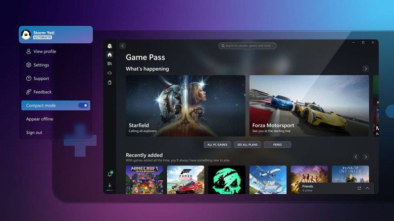 Xbox app November update Compact Mode
