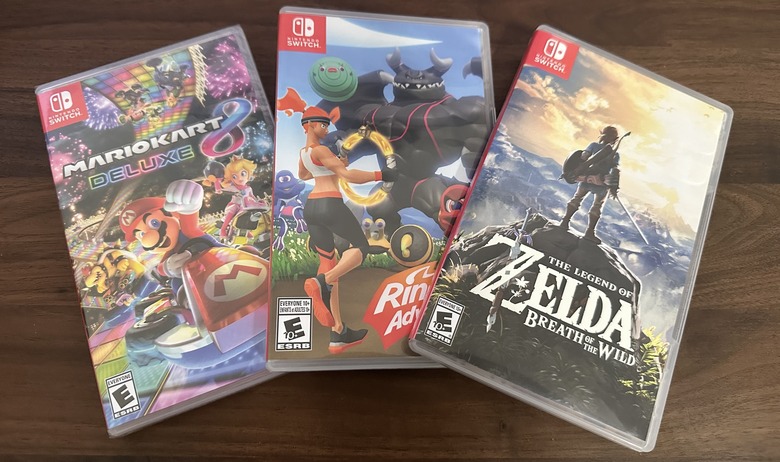 Various Nintendo Switch games.