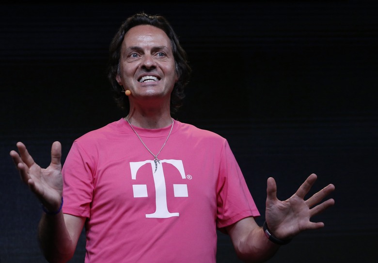 T-Mobile CEO Legere speaks during a company event in New York