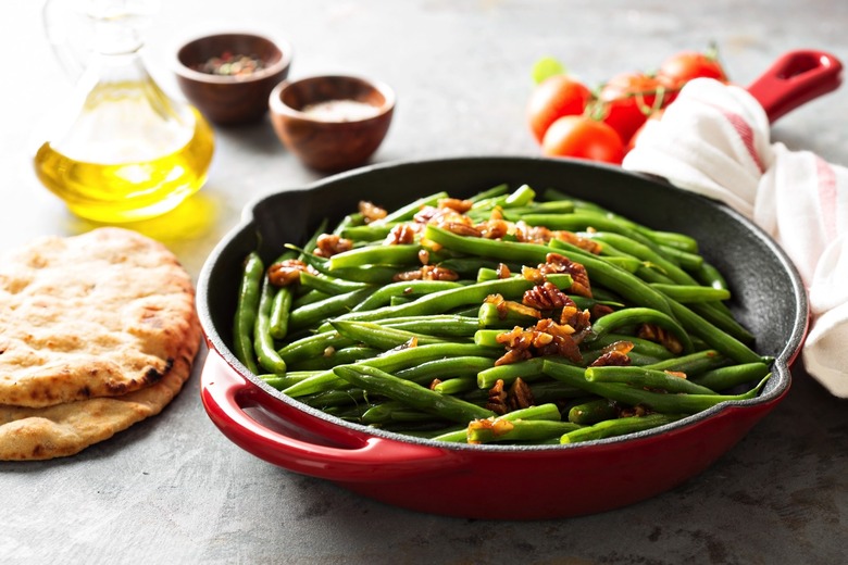 Green beans with caramelized pecans and shallots