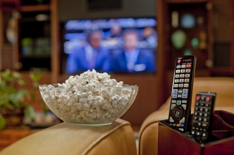Watching TV with popcorn
