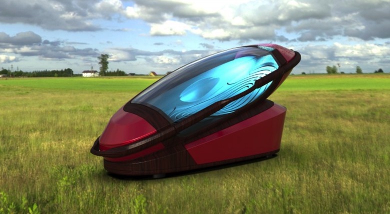 A Sacro suicide pod in an open setting