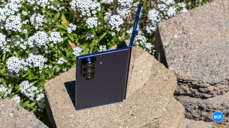 Samsung Galaxy Z Fold 7 unfolded standing upright