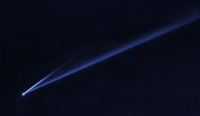 This Hubble Space Telescope image reveals the gradual self-destruction of an asteroid.