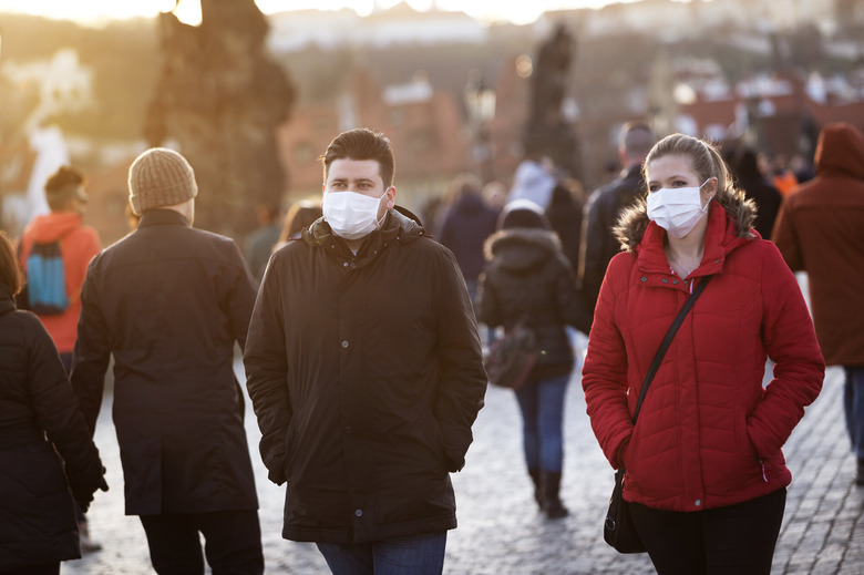 Pedestrians with face mask