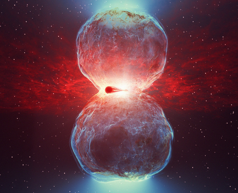 Artist's impression of the white dwarf and red giant binary system following the nova outburst