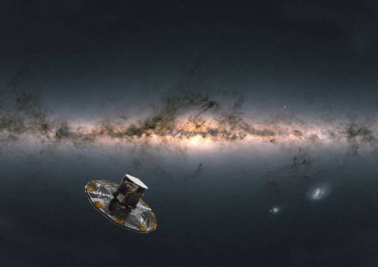 Gaia spacecraft in front of milky way