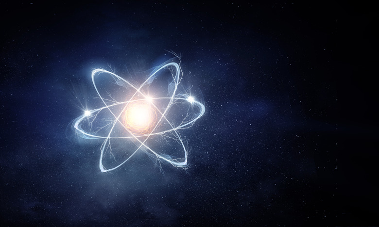 Atom molecule on space background