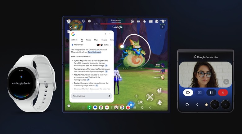 Google AI features on the Galaxy Watch 8, Galaxy Z Fold 7 and Galaxy Z Flip 7.