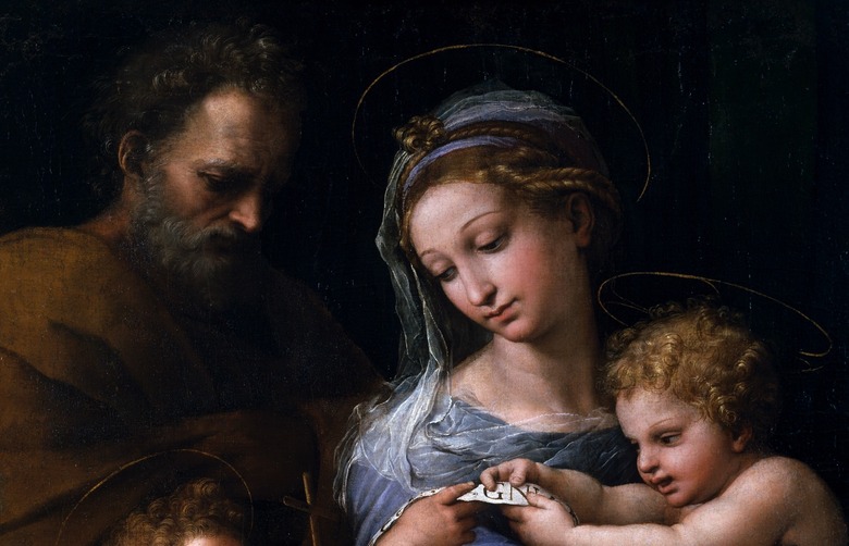 Top side of Madonna della Rosa painting.