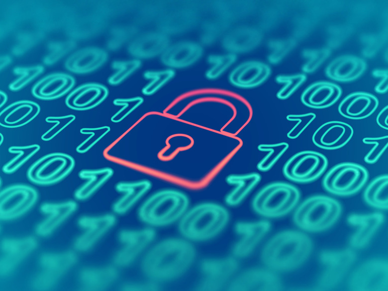 padlock with computer code