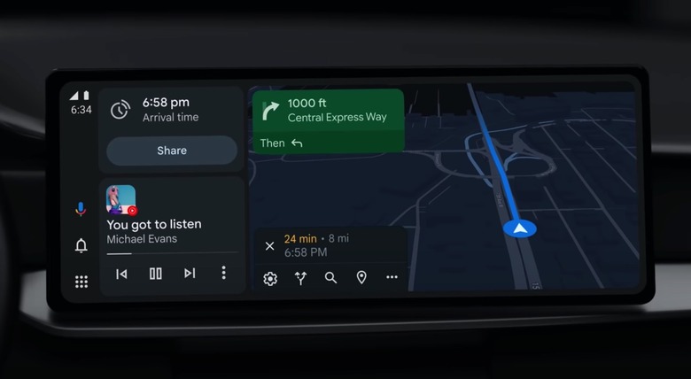 Google's new split-screen design for Android Auto.