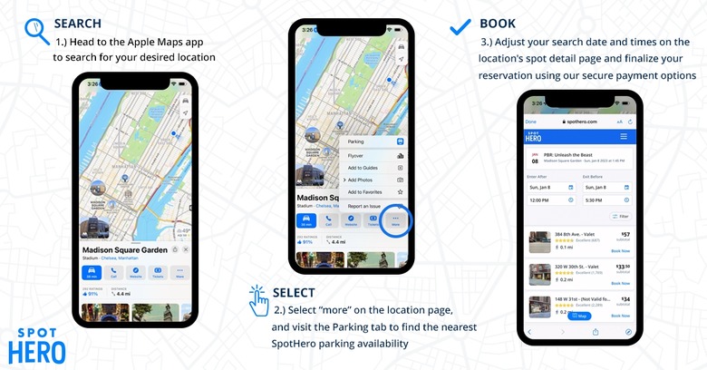 SpotHero is now available in the Apple Maps app.