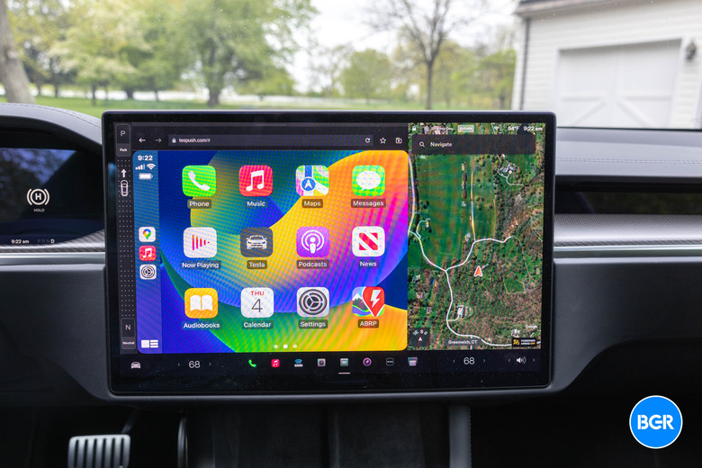Apple CarPlay tricks displayed in a Tesla Model S