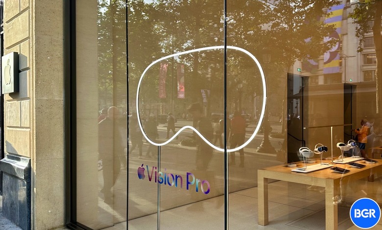 Vision Pro window from an Apple Store in Paris, France.