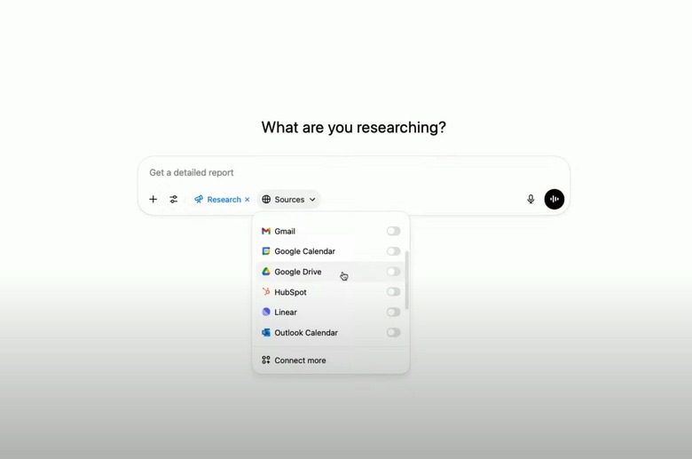 ChatGPT can connect to various internal data sources.