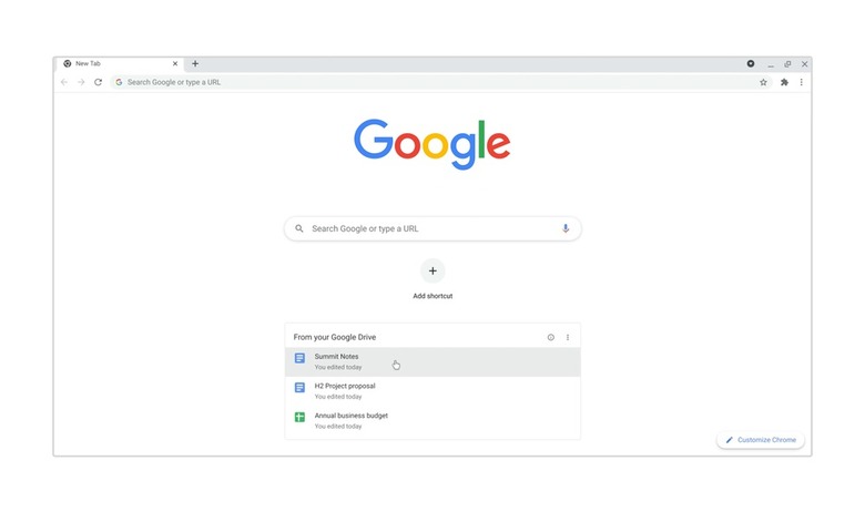 Chrome open to a new tab.