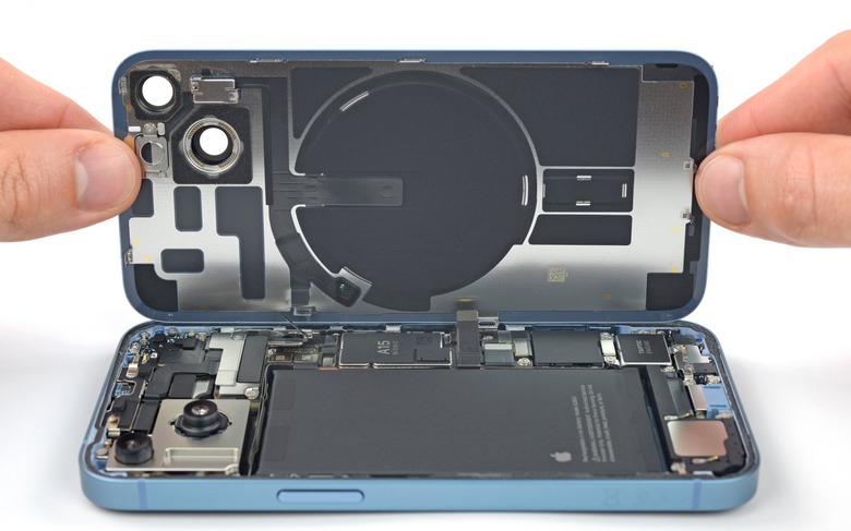 iPhone 14 repair being performed by iFixit.