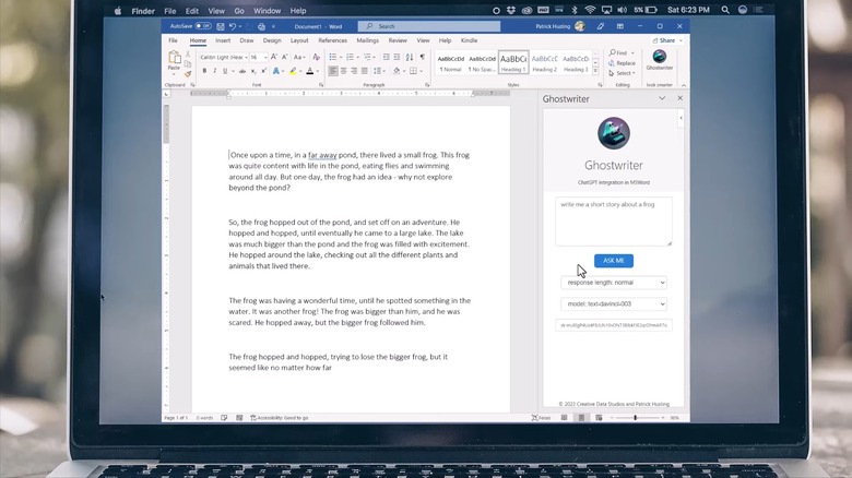 Ghostwriter ChatGPT for Microsoft Word.