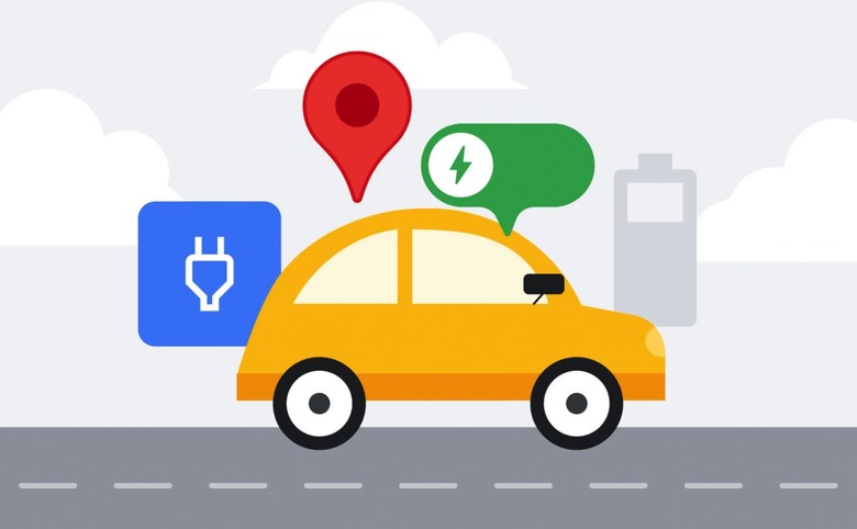 Google Maps showing EV charging station information.