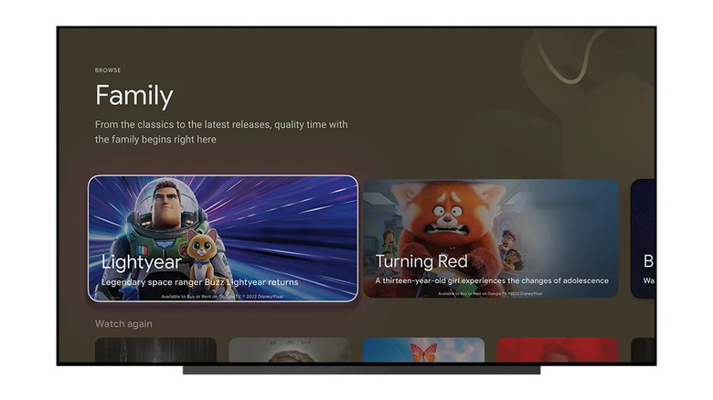 Google TV added a new Family page.