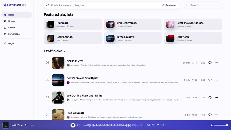 Riffusion's home page.