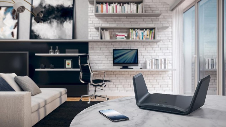 Netgear router in a living room.