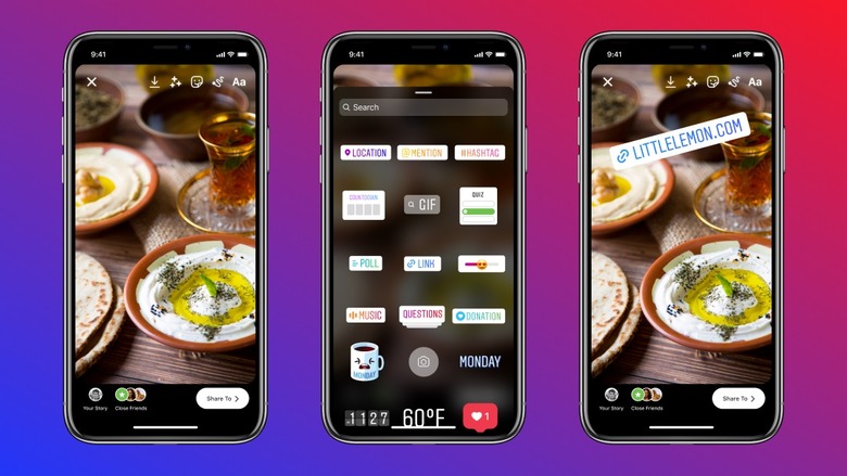 Instagram features customizable stickers.