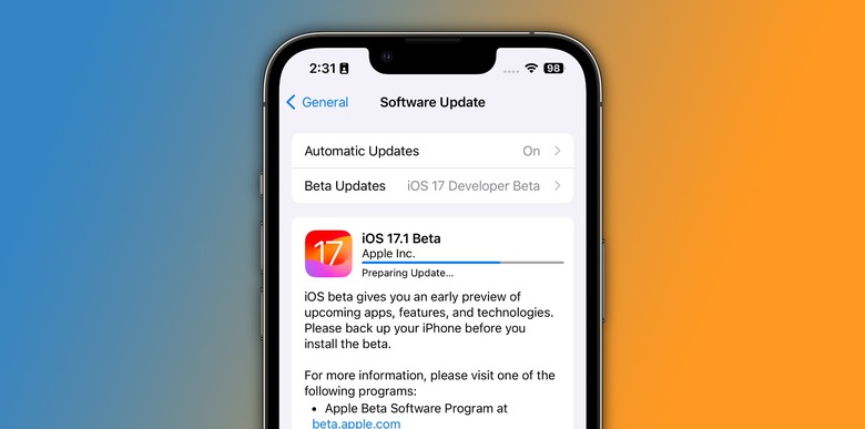 iOS 17.1 beta developers