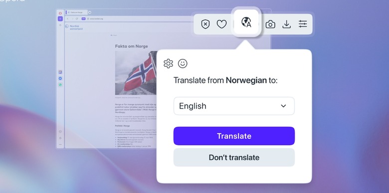 Opera One Translator feature