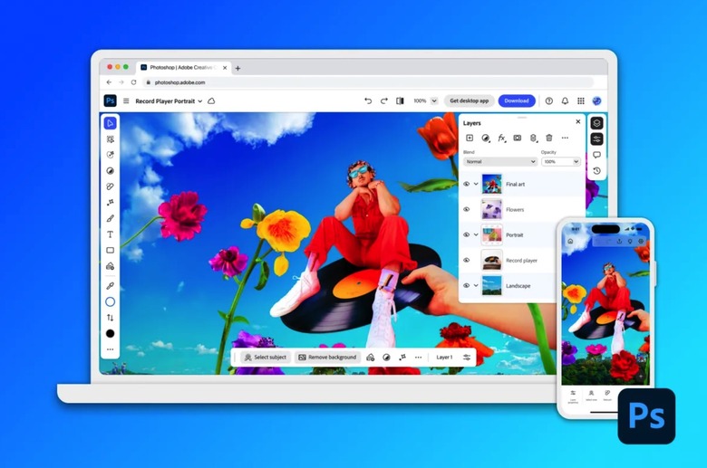 Photoshop for iPhone and desktop.