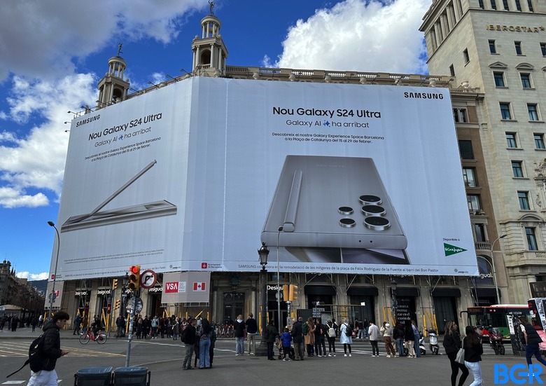 Samsung's massive Galaxy S24 Ultra ad in Barcelona, Spain.