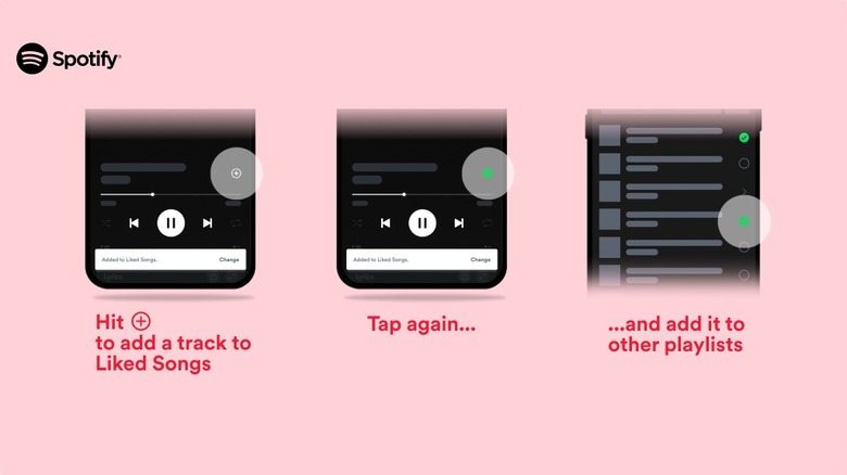 Spotify's Heart icon changed to Plus icon