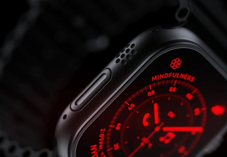 Apple Watch Ultra dark side concept closeup.