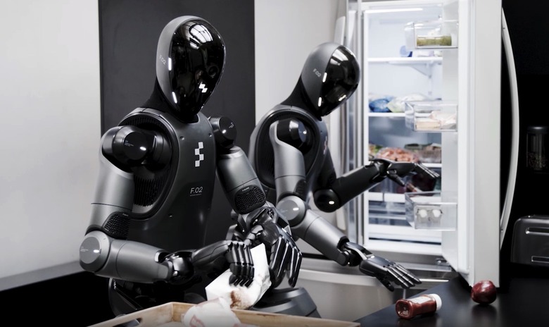 Two Figure robots using Helix AI to work together at home.