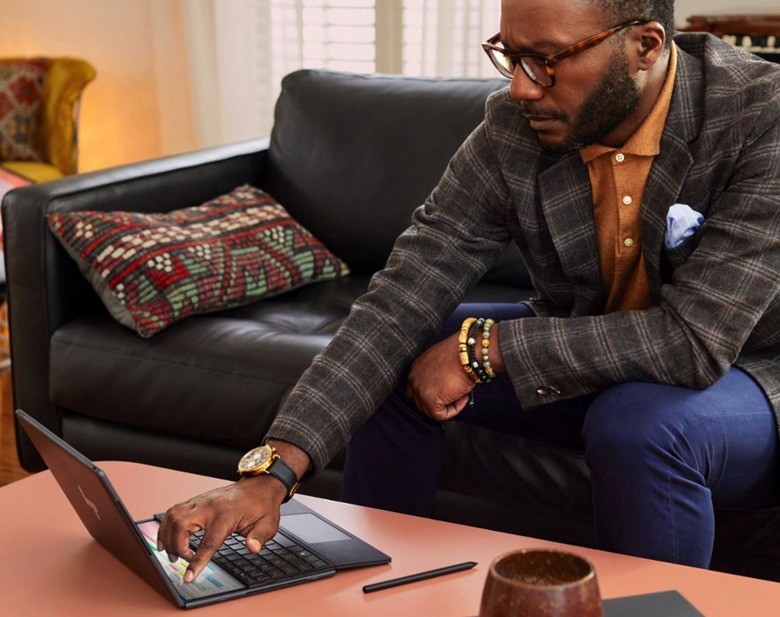 HP Spectre Fold in laptop mode with wireless keyboard.
