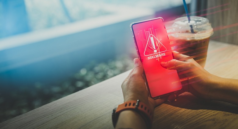 Malware attacking a mobile phone.
