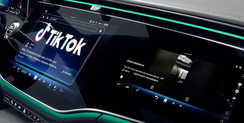 TikTok running on a Mercedes